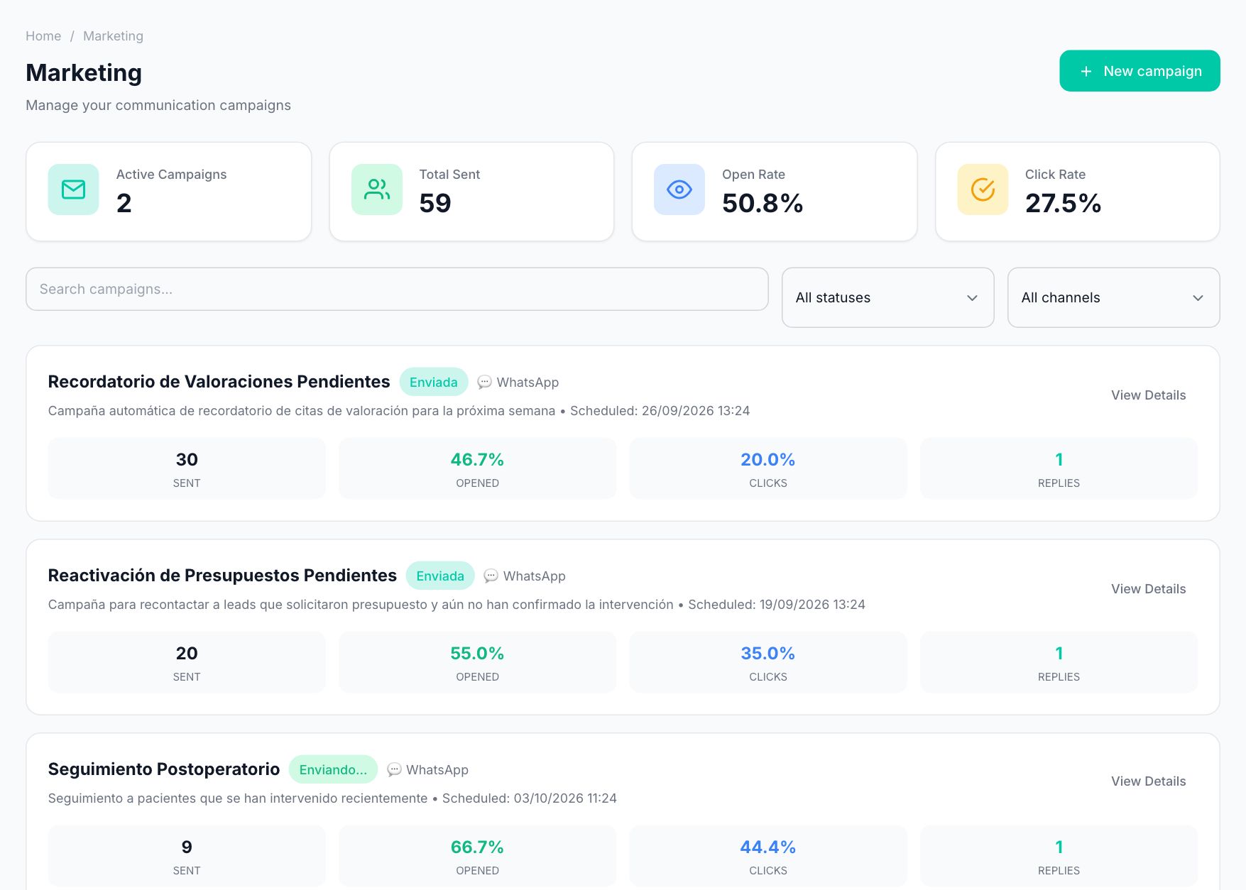 Marketing and lead generation in CirugiaNexa
